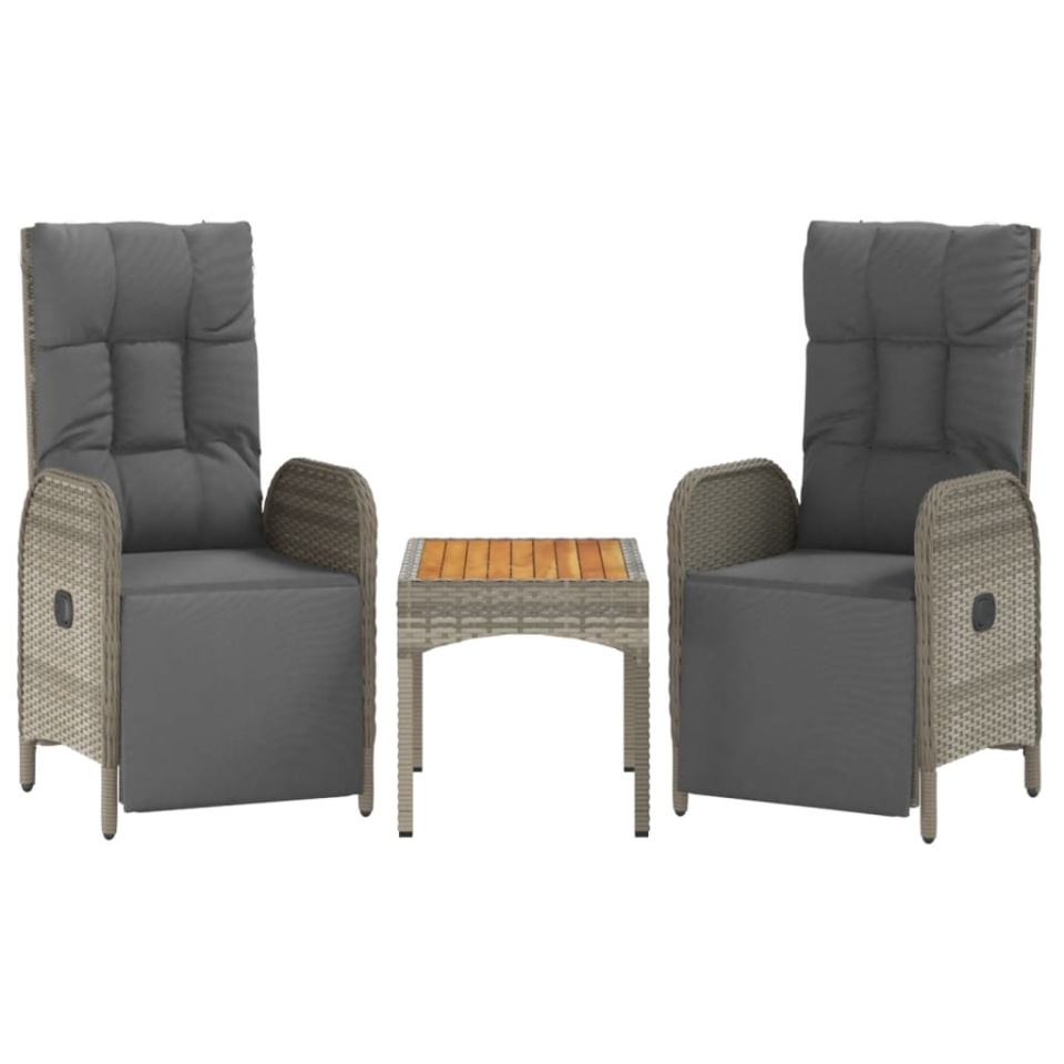 Set mobilier de grădină cu perne, 5 piese, gri, poliratan - 3 | YEO