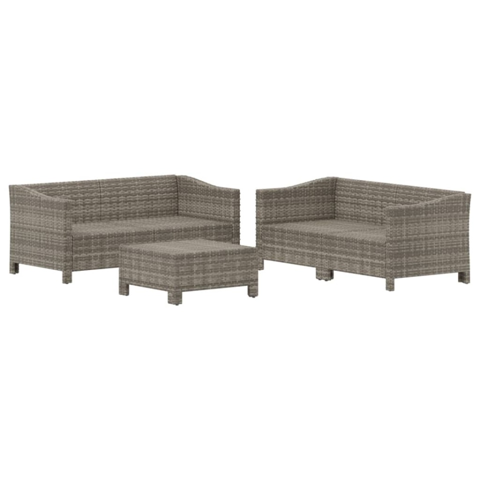 Set mobilier de grădină cu perne, 5 piese, gri, poliratan - 3 | YEO