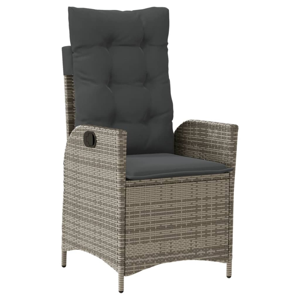 Set mobilier de grădină cu perne, 5 piese, gri, poliratan - 2 | YEO