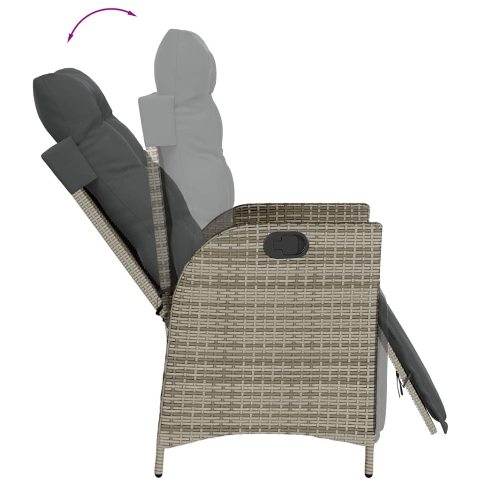 Set mobilier de grădină cu perne, 5 piese, gri, poliratan - 3 | YEO