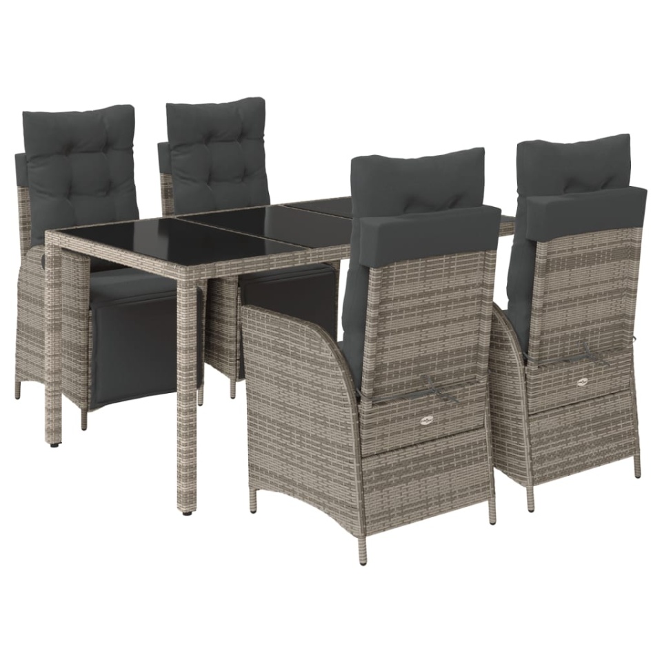 Set mobilier de grădină cu perne, 5 piese, gri, poliratan - 1 | YEO