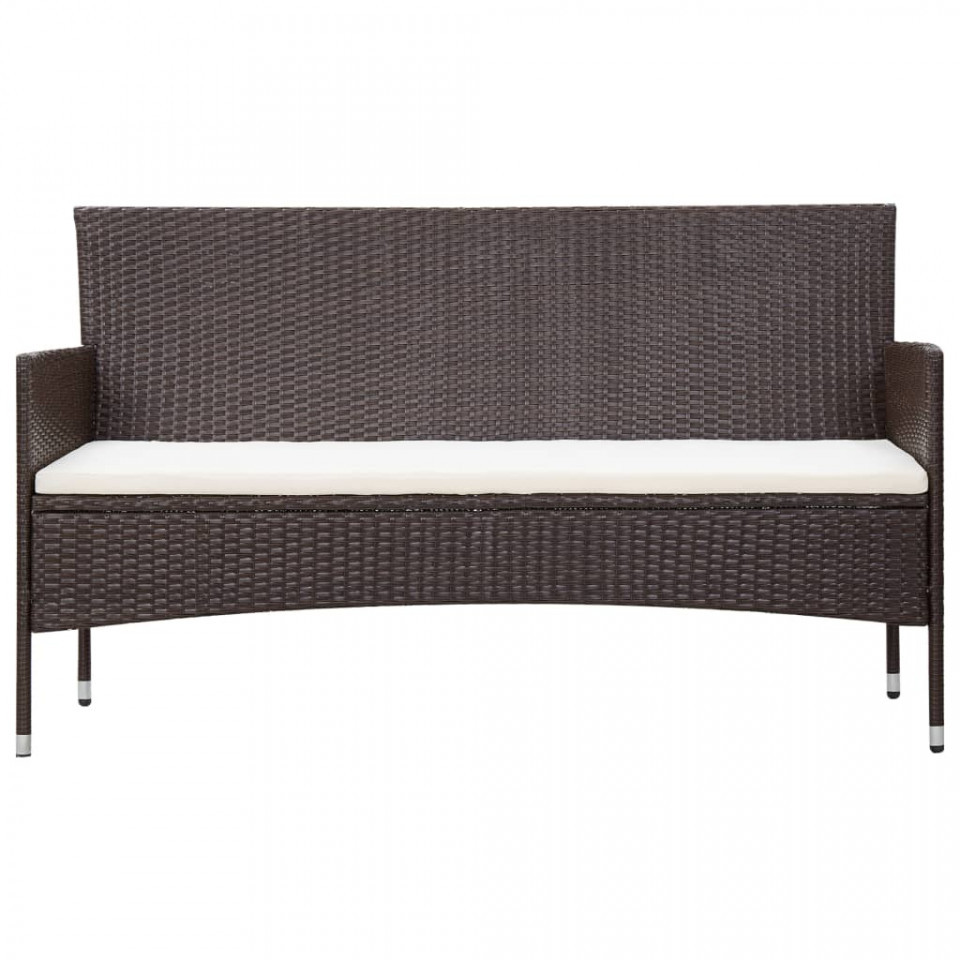 Set mobilier de grădină cu perne, 5 piese, maro, poliratan - 3 | YEO