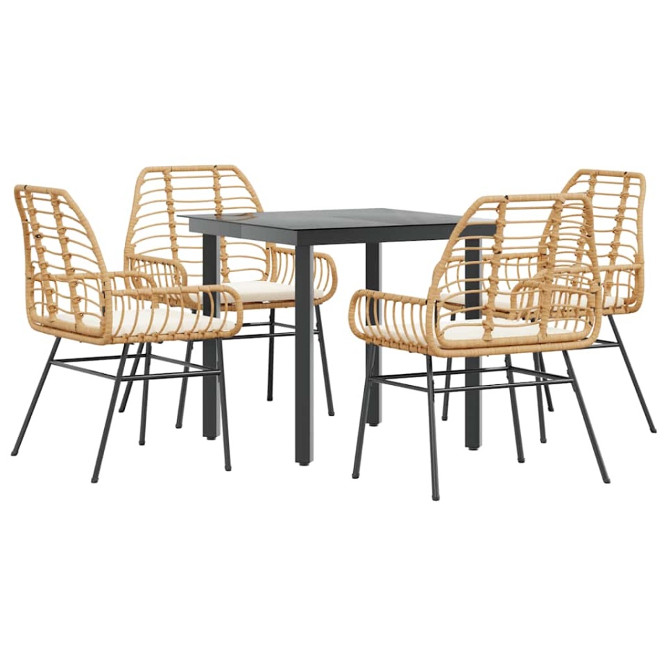 Set mobilier de grădină cu perne 5 piese maro sticlă polirattan - 1 | YEO