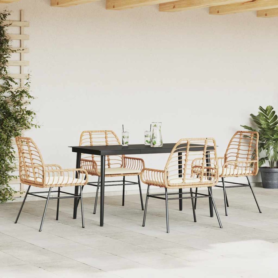 Set mobilier de grădină cu perne 5 piese maro sticlă polirattan - 2 | YEO