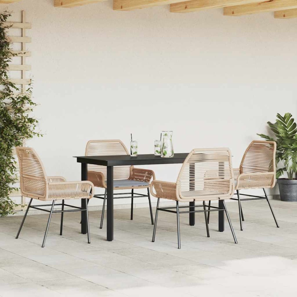 Set mobilier de grădină cu perne 5 piese maro sticlă polirattan - 2 | YEO