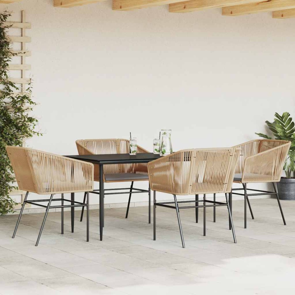 Set mobilier de grădină cu perne 5 piese maro sticlă polirattan - 2 | YEO