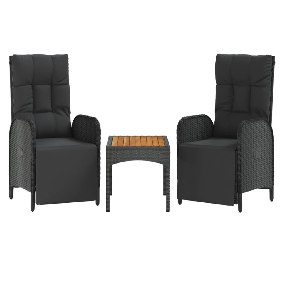Set mobilier de grădină cu perne, 5 piese, negru, poliratan - 3 | YEO