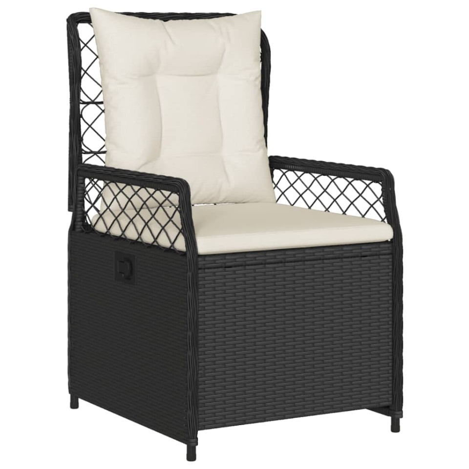 Set mobilier de grădină cu perne, 5 piese, negru, poliratan - 2 | YEO