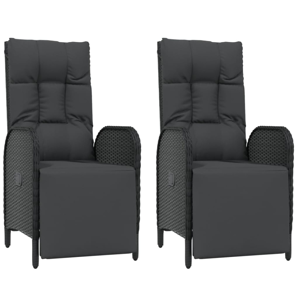 Set mobilier de grădină cu perne, 5 piese, negru, poliratan - 3 | YEO