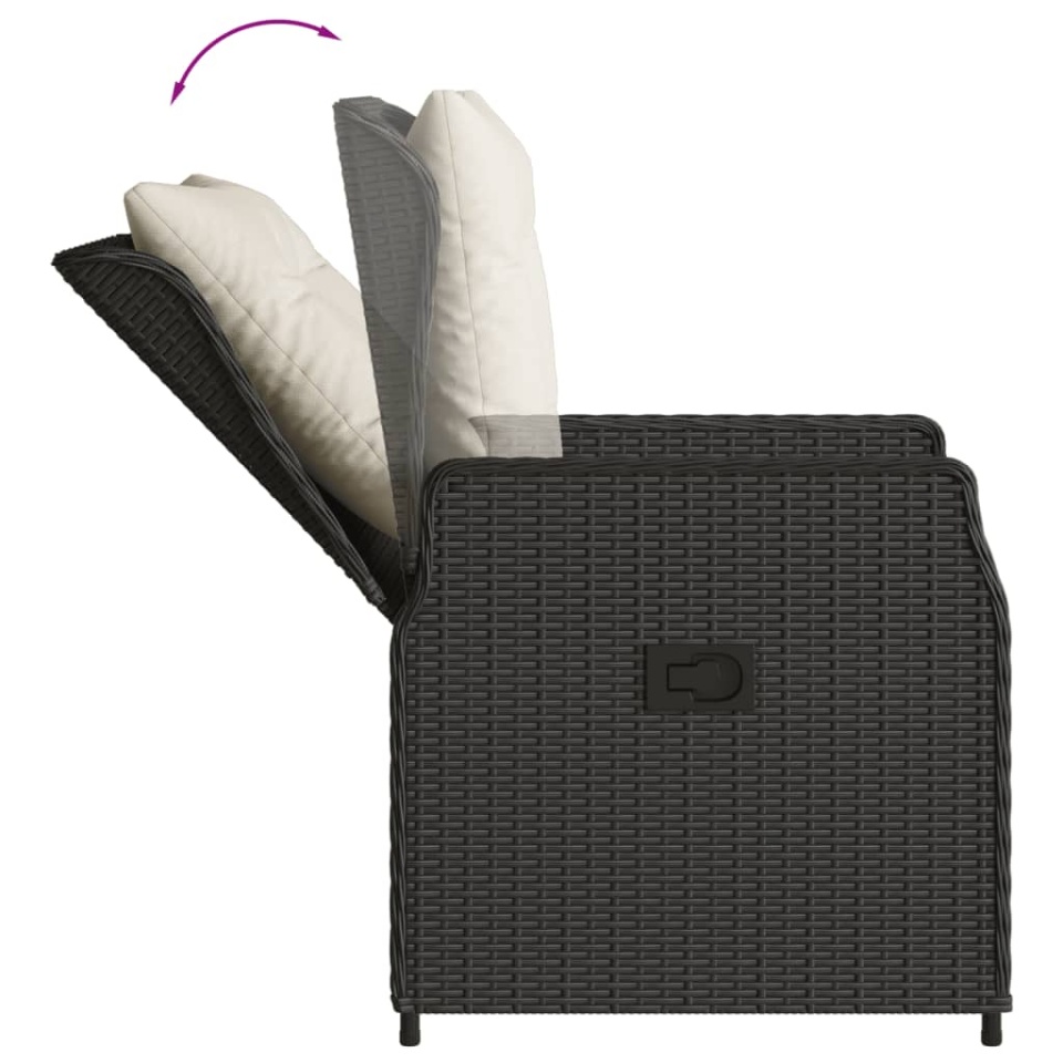 Set mobilier de grădină cu perne, 5 piese, negru, poliratan - 3 | YEO