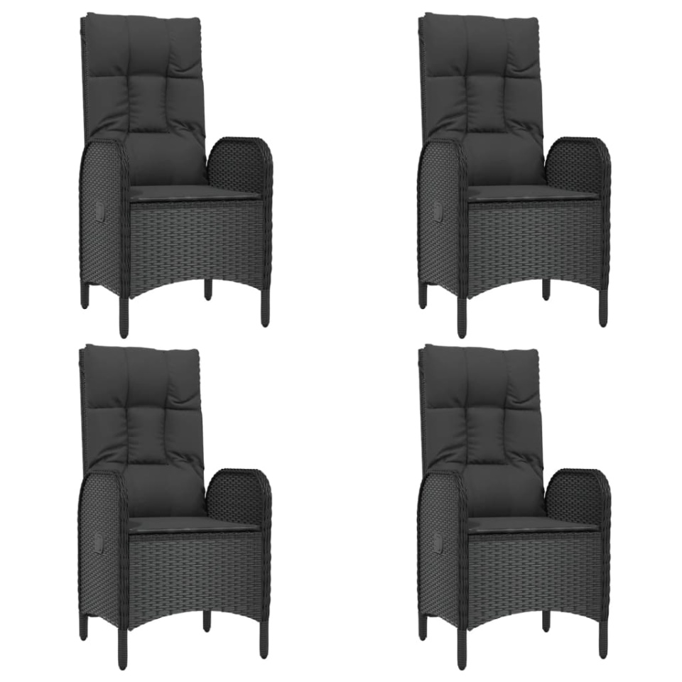 Set mobilier de grădină cu perne, 5 piese, negru, poliratan - 3 | YEO