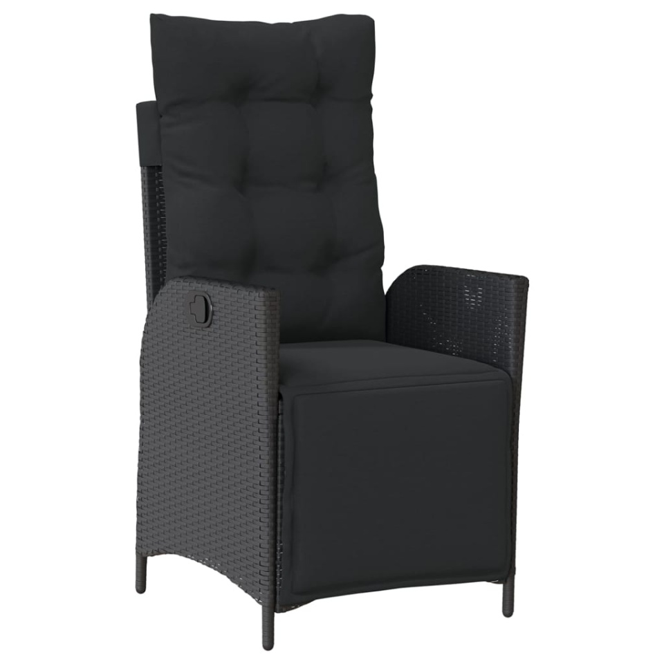Set mobilier de grădină cu perne, 5 piese, negru, poliratan - 2 | YEO