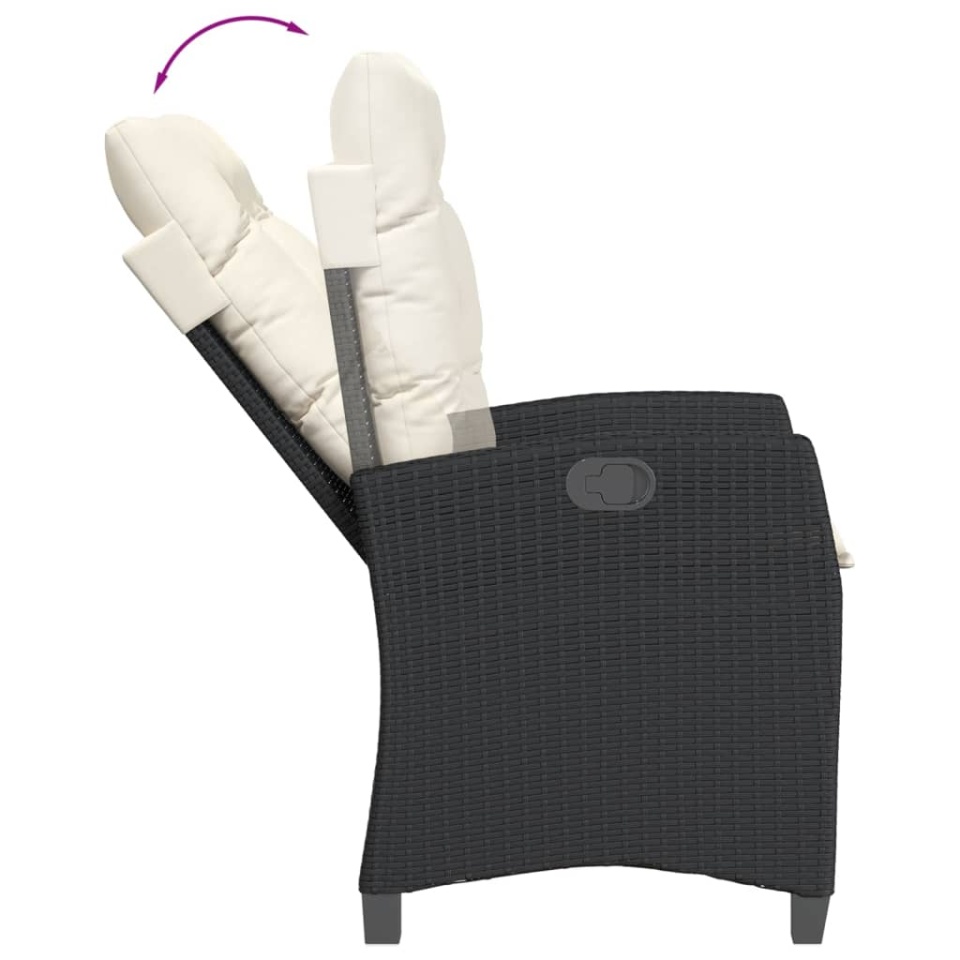 Set mobilier de grădină cu perne, 5 piese, negru, poliratan - 3 | YEO