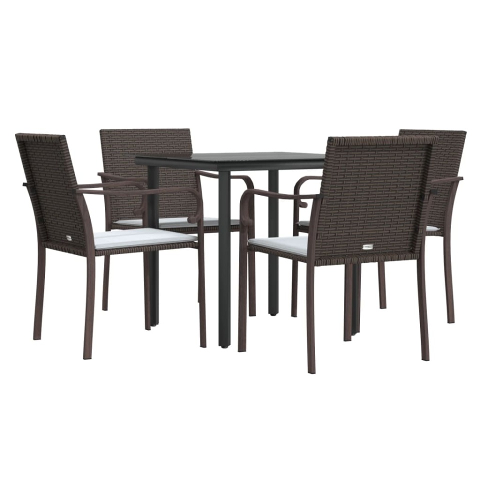 Set mobilier de grădină cu perne, 5 piese, poliratan și oțel - 2 | YEO