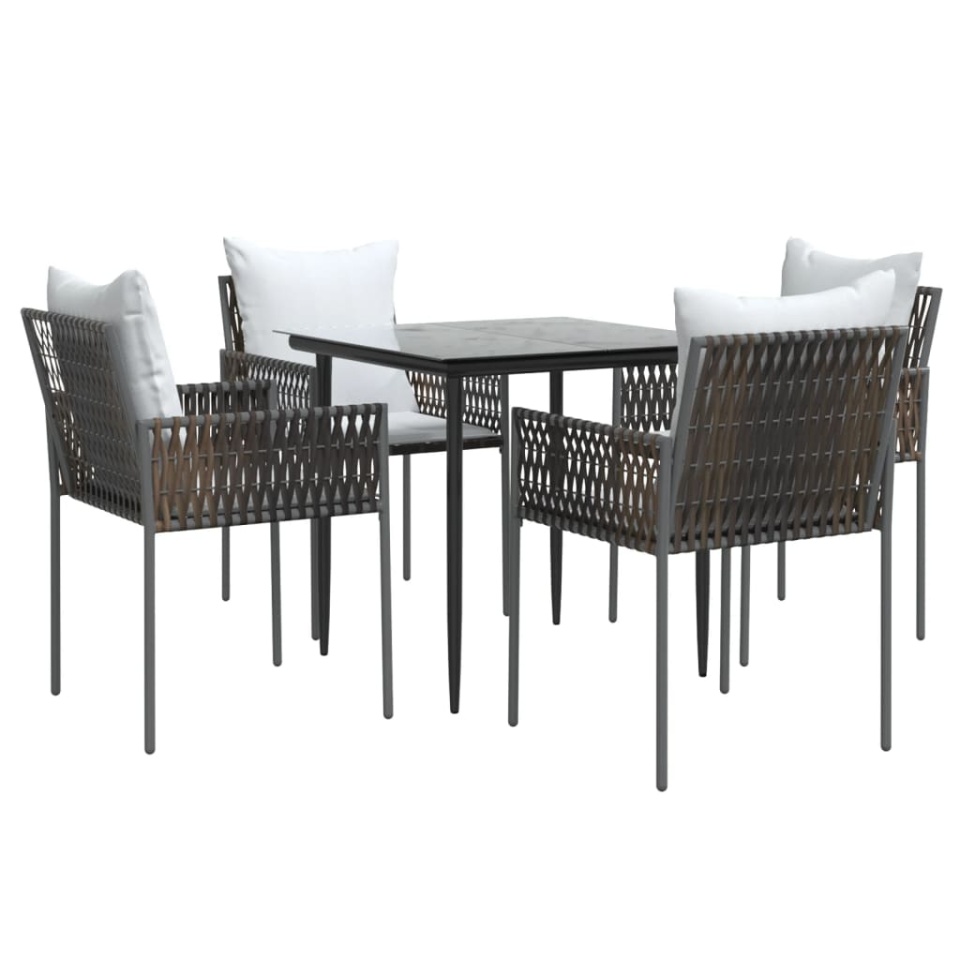 Set mobilier de grădină cu perne, 5 piese, poliratan și oțel - 2 | YEO