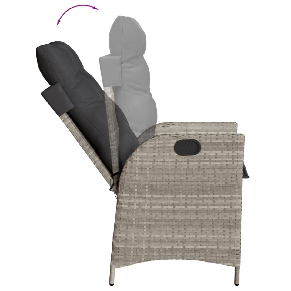 Set mobilier de grădină cu perne, 7 piese gri deschis poliratan - 3 | YEO