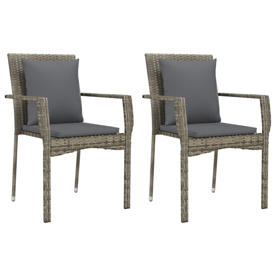 Set mobilier de grădină cu perne, 7 piese, gri, poliratan - 2 | YEO