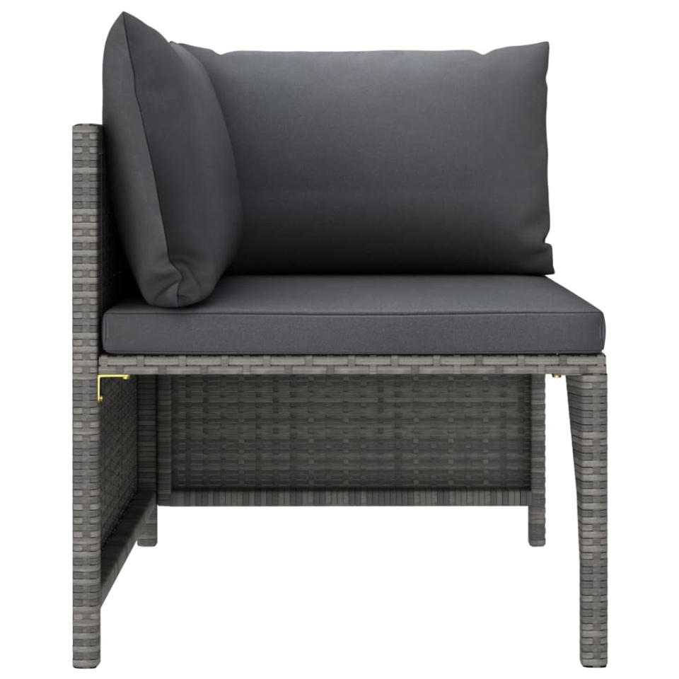Set mobilier de grădină cu perne, 7 piese, gri, poliratan - 3 | YEO