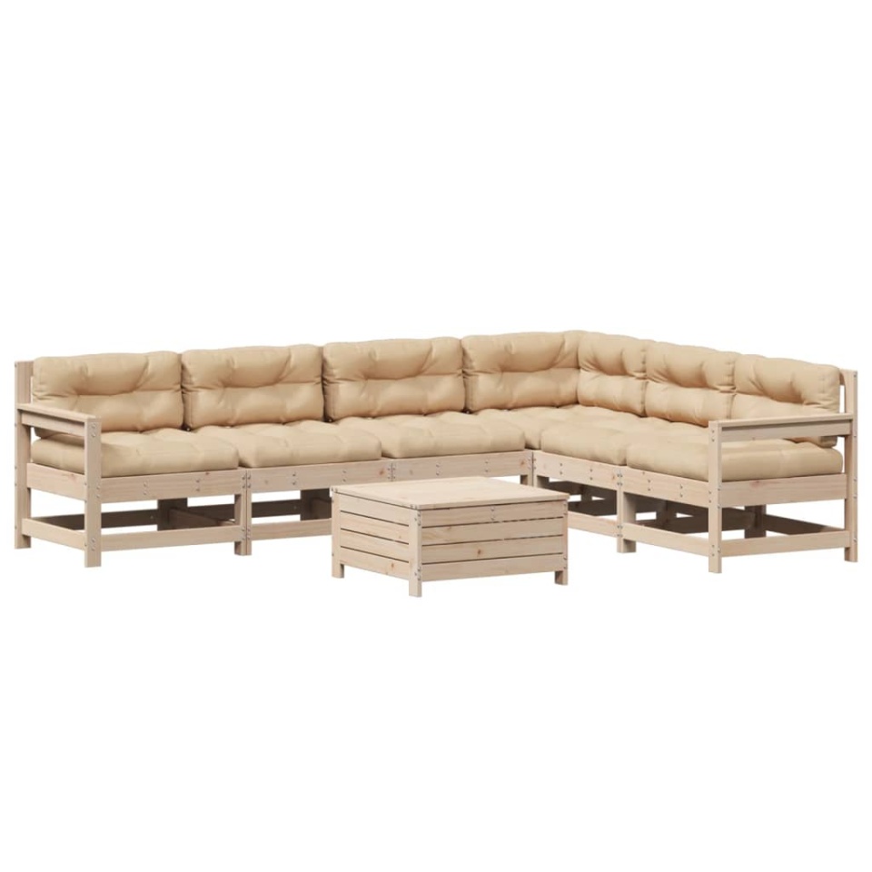 Set mobilier de grădină cu perne, 7 piese, lemn masiv de pin - 1 | YEO