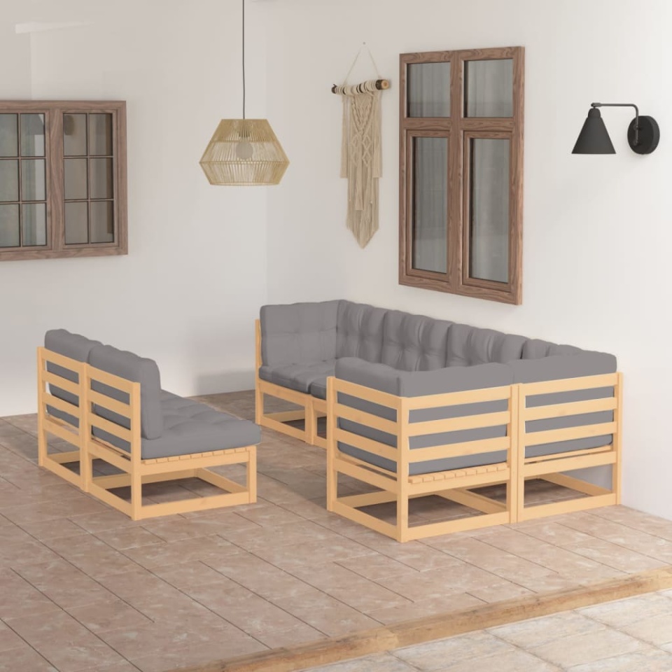 Set mobilier de grădină cu perne, 7 piese, lemn masiv de pin