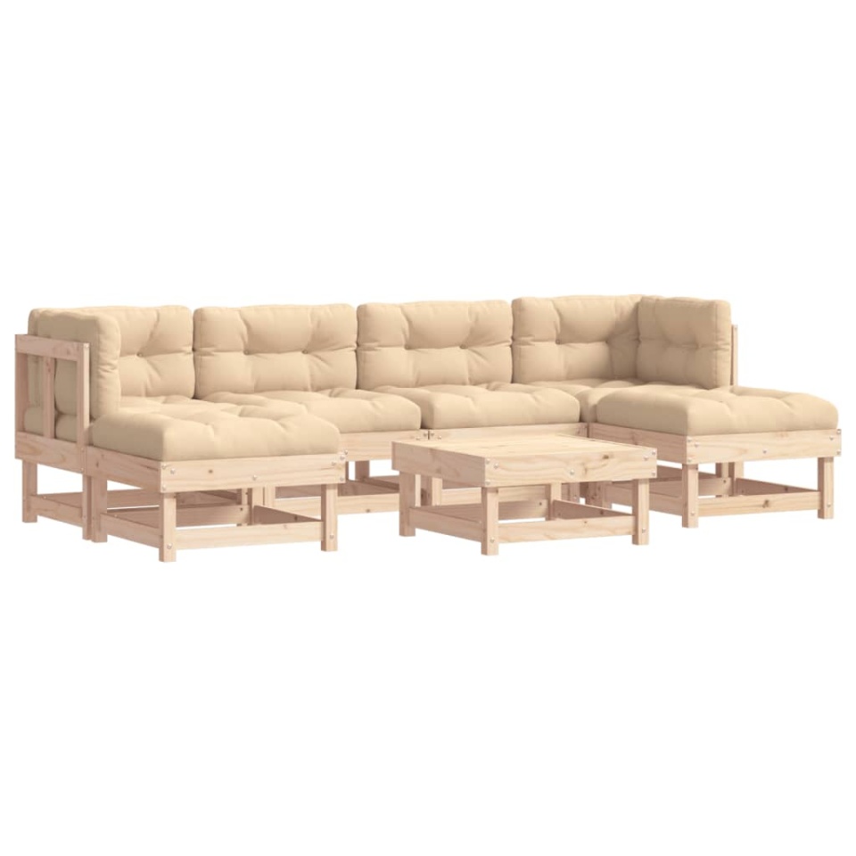 Set mobilier de grădină cu perne, 7 piese, lemn masiv - 1 | YEO