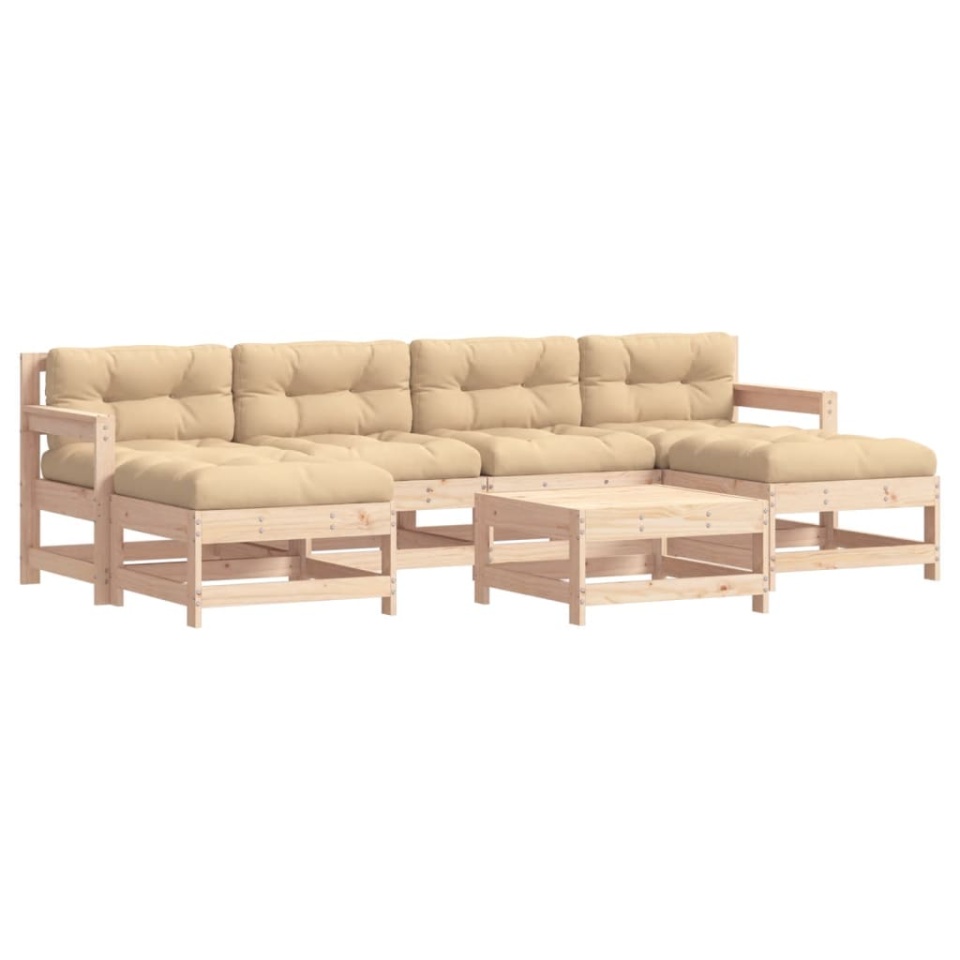 Set mobilier de grădină cu perne, 7 piese, lemn masiv - 1 | YEO