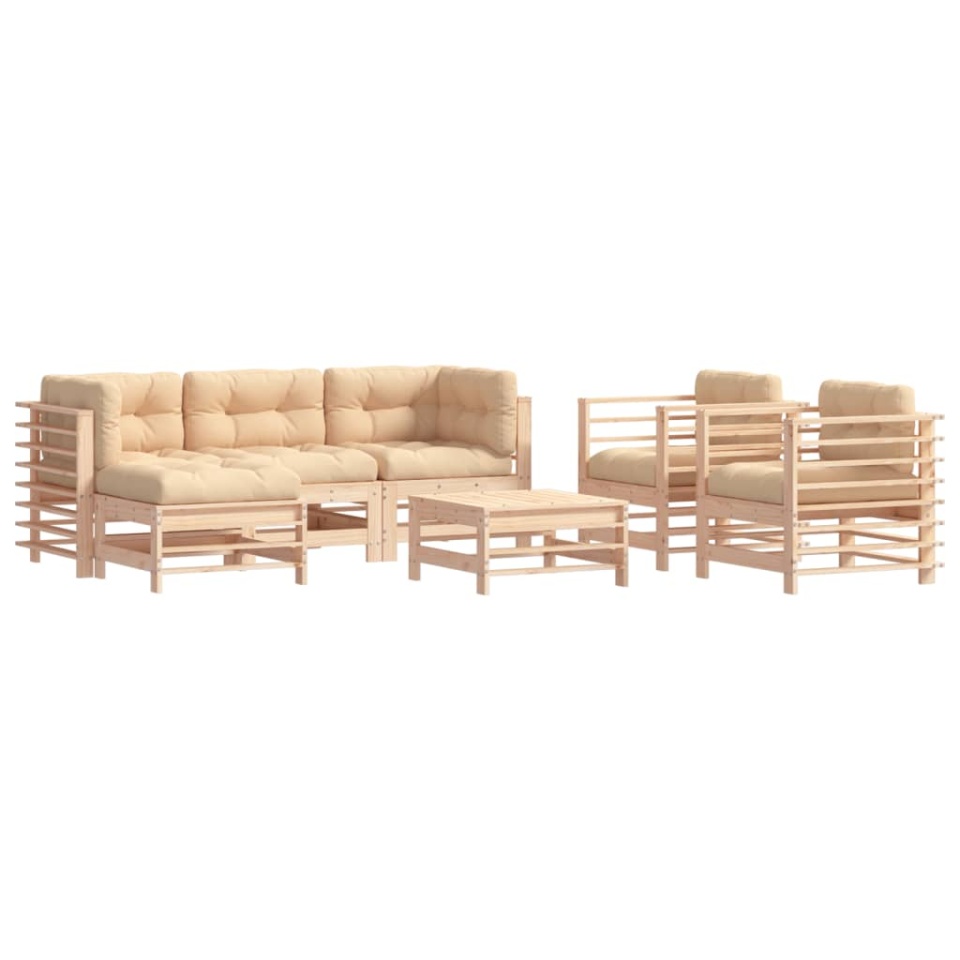 Set mobilier de grădină cu perne, 7 piese, lemn masiv - 1 | YEO