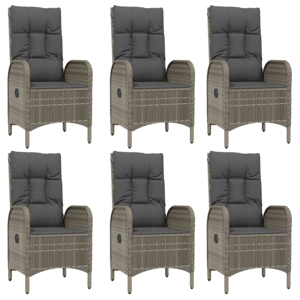 Set mobilier de grădină cu perne, 7 piese, negru/gri, poliratan - 3 | YEO