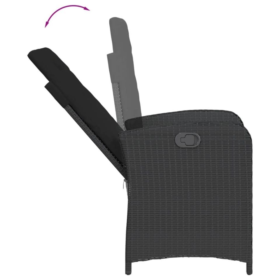 Set mobilier de grădină cu perne, 7 piese, negru, poliratan - 3 | YEO