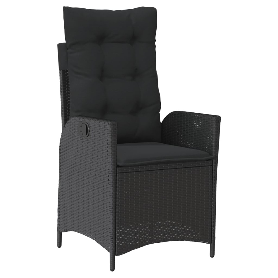Set mobilier de grădină cu perne, 7 piese, negru, poliratan - 2 | YEO