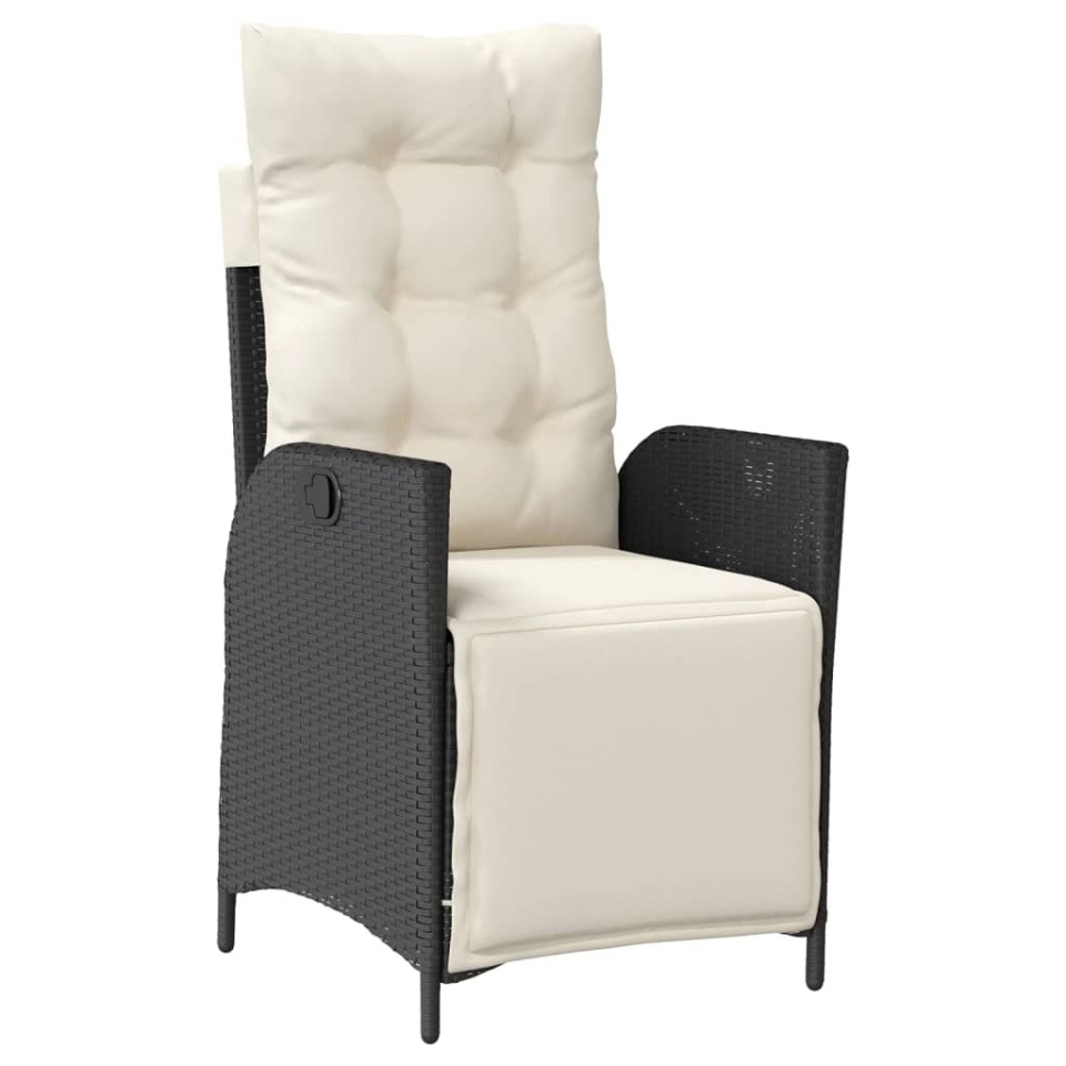 Set mobilier de grădină cu perne, 7 piese, negru, poliratan - 2 | YEO