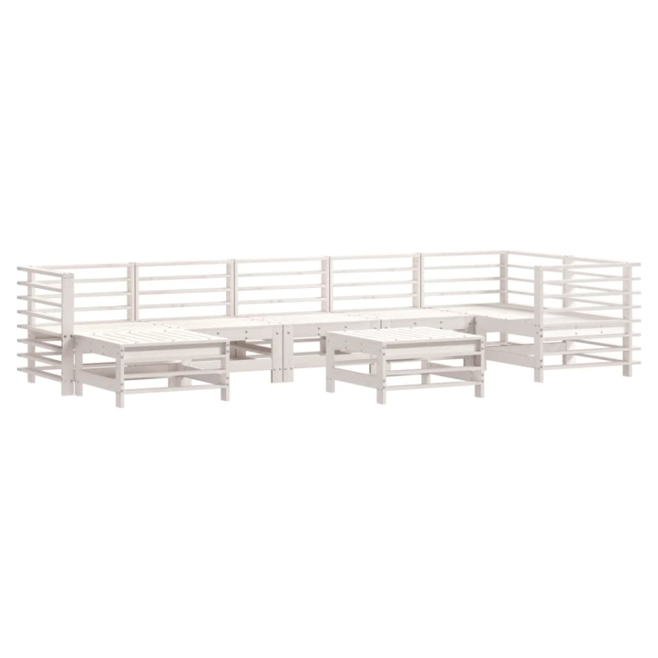 Set mobilier de grădină cu perne, 8 piese, alb, lemn masiv - 2 | YEO