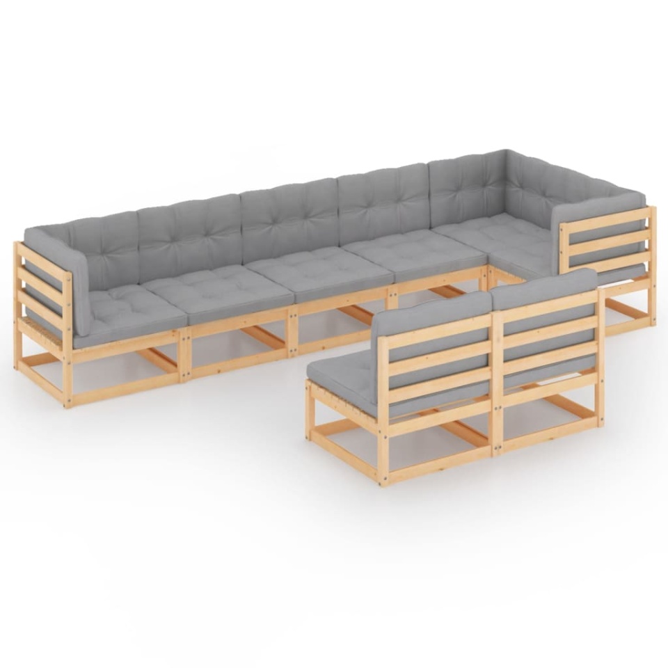 Set mobilier de grădină cu perne, 8 piese, lemn masiv de pin - 1 | YEO