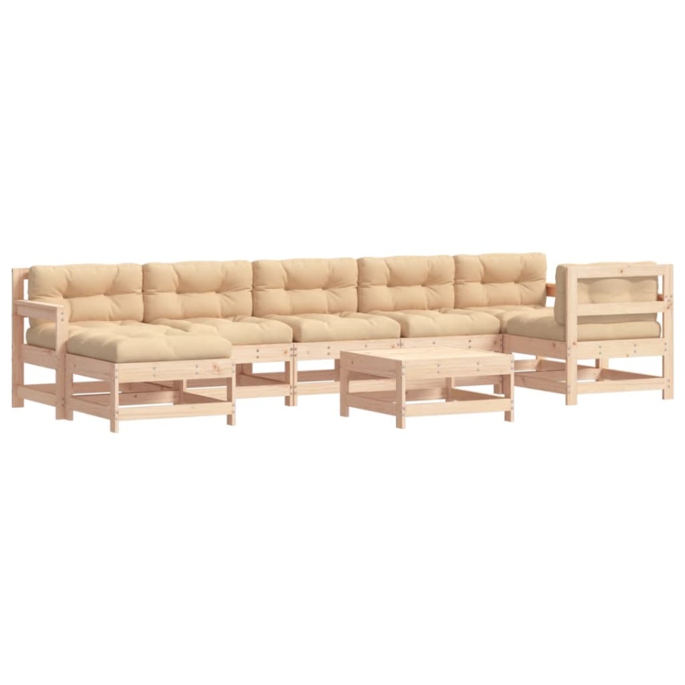 Set mobilier de grădină cu perne, 8 piese, lemn masiv - 1 | YEO