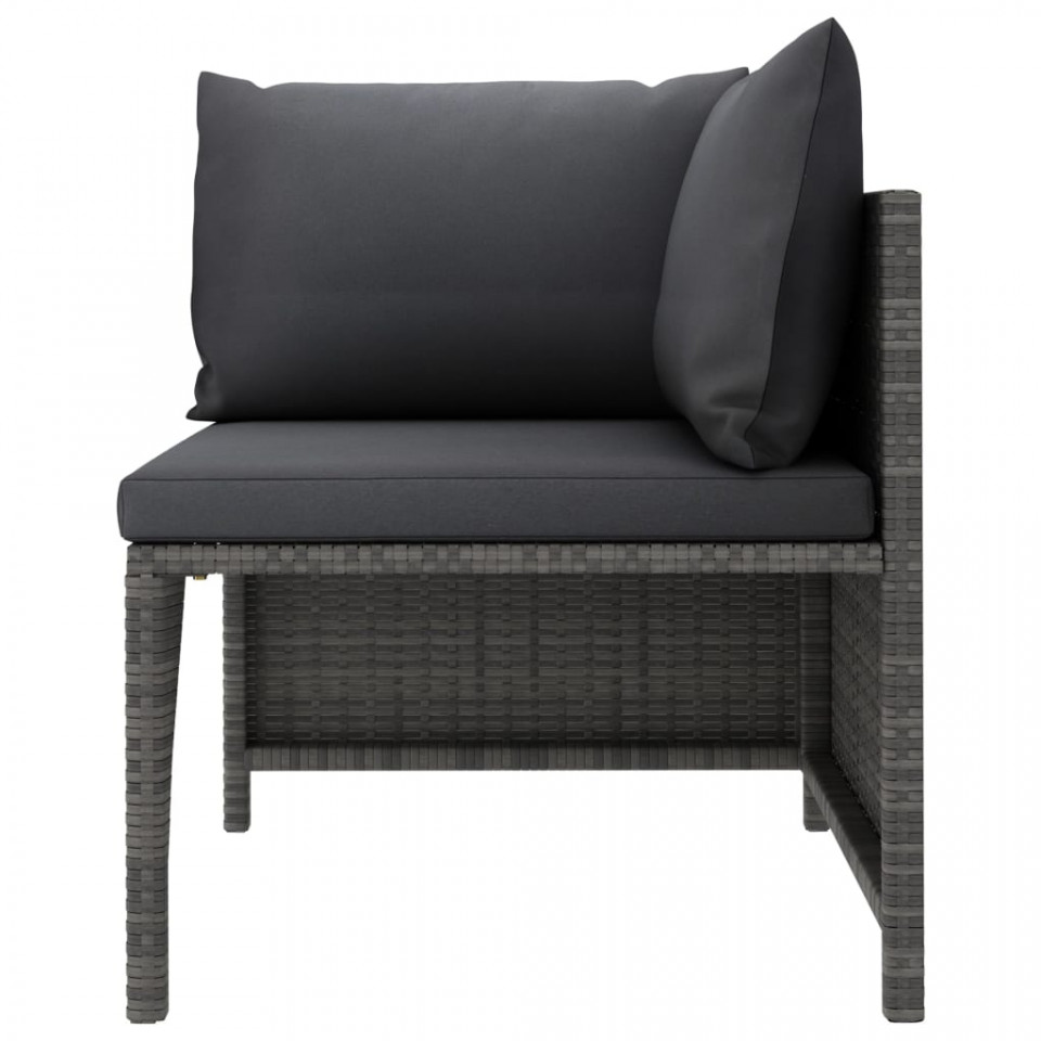 Set mobilier de grădină cu perne, 9 piese, gri, poliratan - 2 | YEO