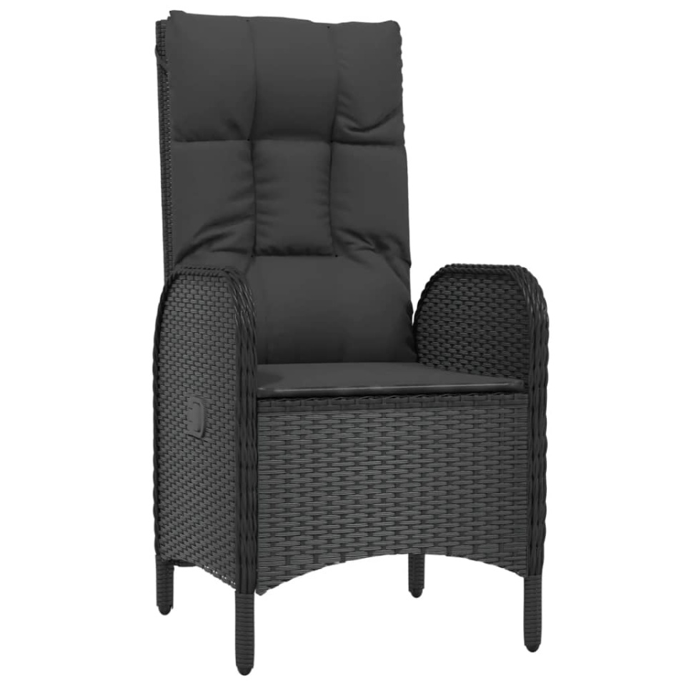 Set mobilier de grădină cu perne, 9 piese, negru, poliratan - 2 | YEO