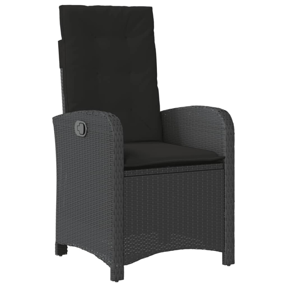 Set mobilier de grădină cu perne, 9 piese, negru, poliratan - 2 | YEO