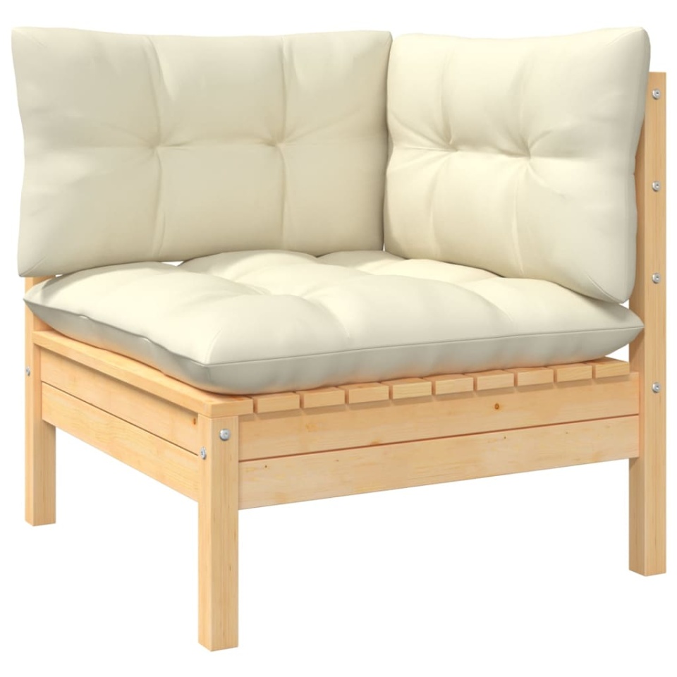 Set mobilier de grădină cu perne crem, 8 piese, lemn masiv pin - 3 | YEO