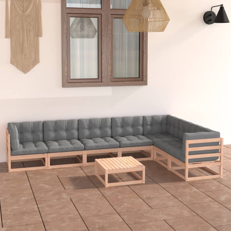 Set mobilier de grădină din 8 piese, lemn masiv de pin