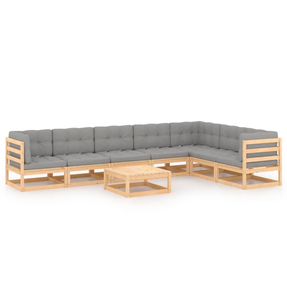 Set mobilier de grădină din 8 piese, lemn masiv de pin - 1 | YEO