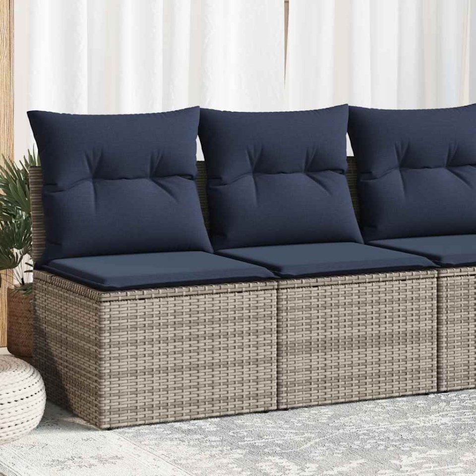 Set mobilier grădină cu perne 2 piese gri poliratan/lemn acacia