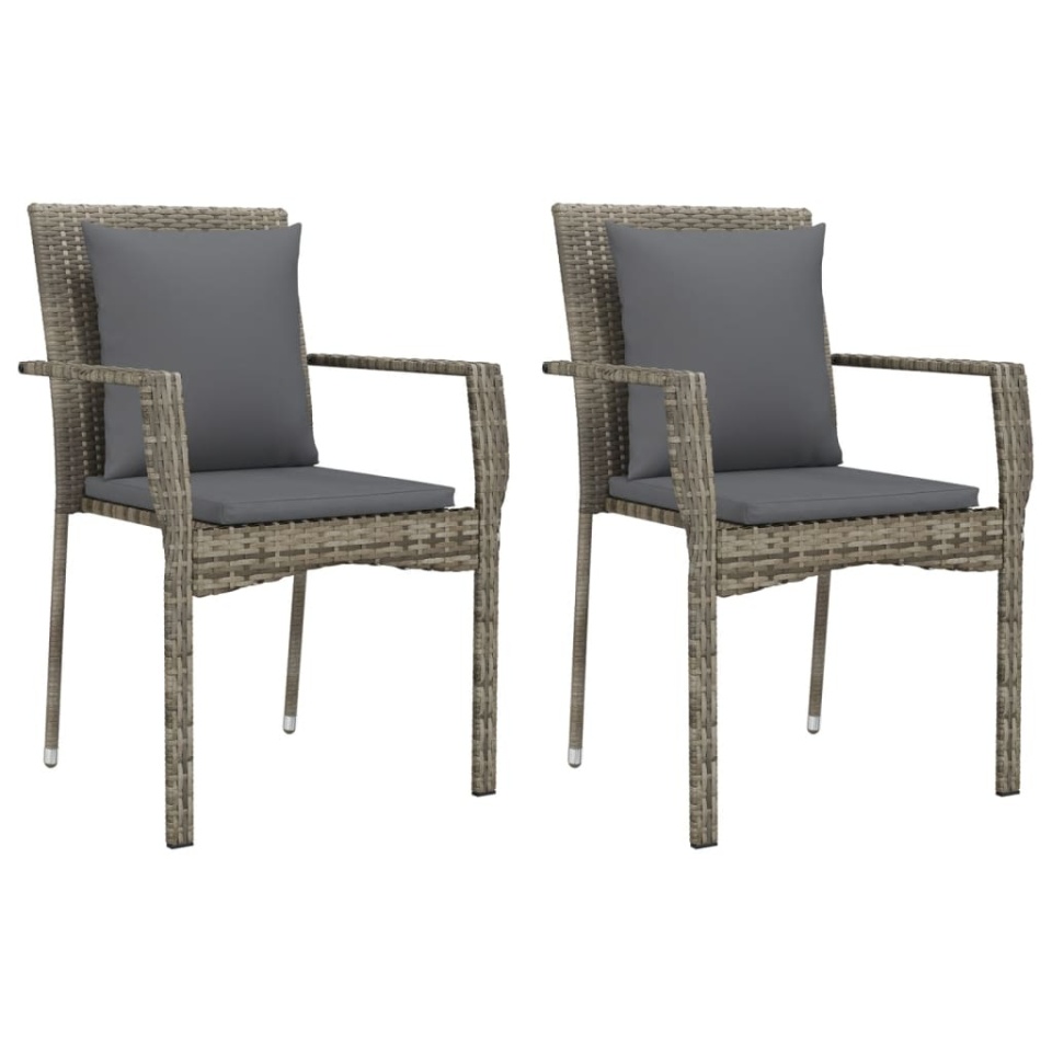 Set mobilier grădină cu perne, 9 piese, gri, poliratan - 2 | YEO
