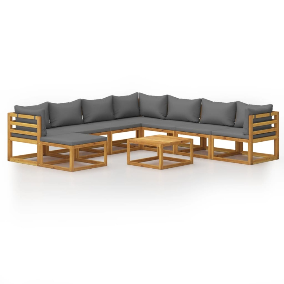 Set mobilier grădină cu perne, 9 piese, lemn masiv de acacia - 1 | YEO