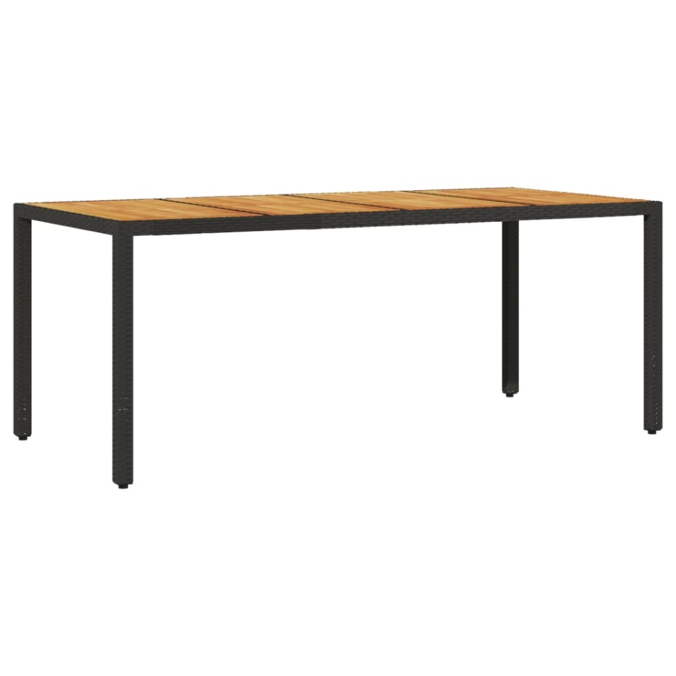 Set mobilier grădină perne 7 piese negru poliratan/lemn acacia - 3 | YEO
