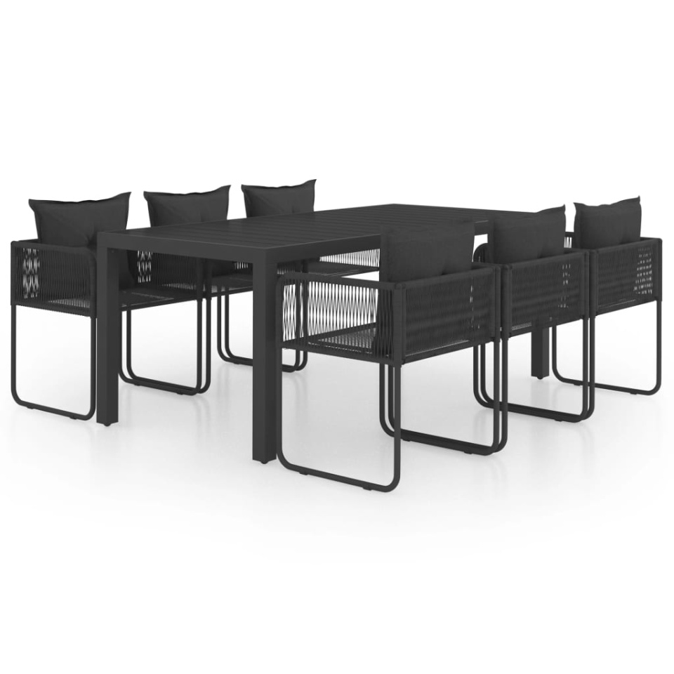 Set mobilier masă de grădină, 7 piese, negru, ratan PVC - 1 | YEO