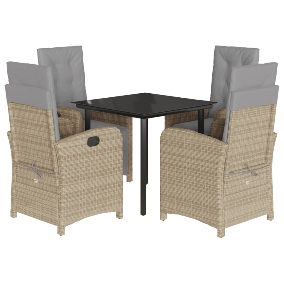 Set mobilier pentru grădină, 5 piese, cu perne, bej, poliratan - 1 | YEO