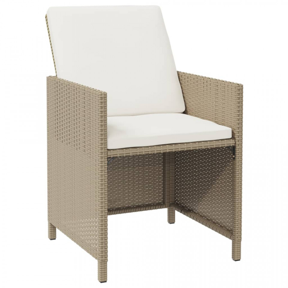 Set mobilier pentru grădină cu perne, 5 piese, bej, poliratan - 3 | YEO