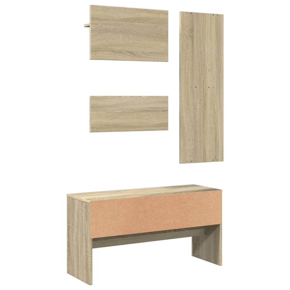 Set mobilier pentru hol, 4 piese, stejar sonoma, lemn prelucrat - 3 | YEO