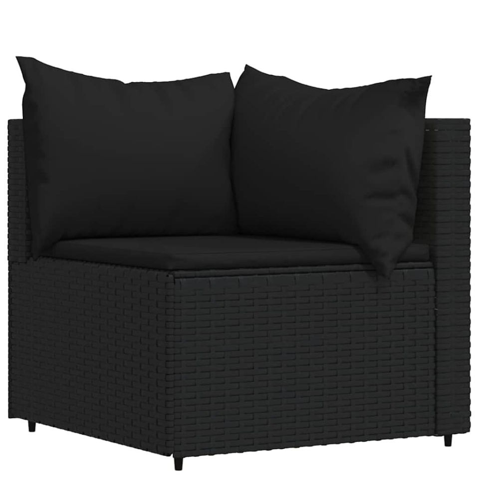 Set mobilier relaxare grădină 4 piese cu perne poliratan negru - 3 | YEO