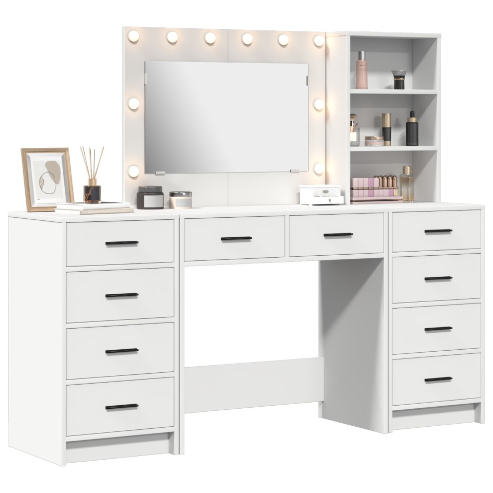 Set toaletă 3 piese cu LED din lemn alb - 2 | YEO